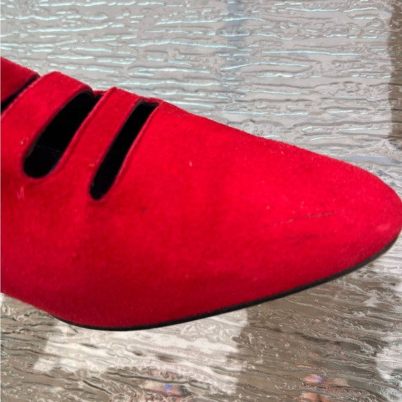 Pura Lopez Red Suede Kitten Heel Pumps Heels - Picture 16 of 16